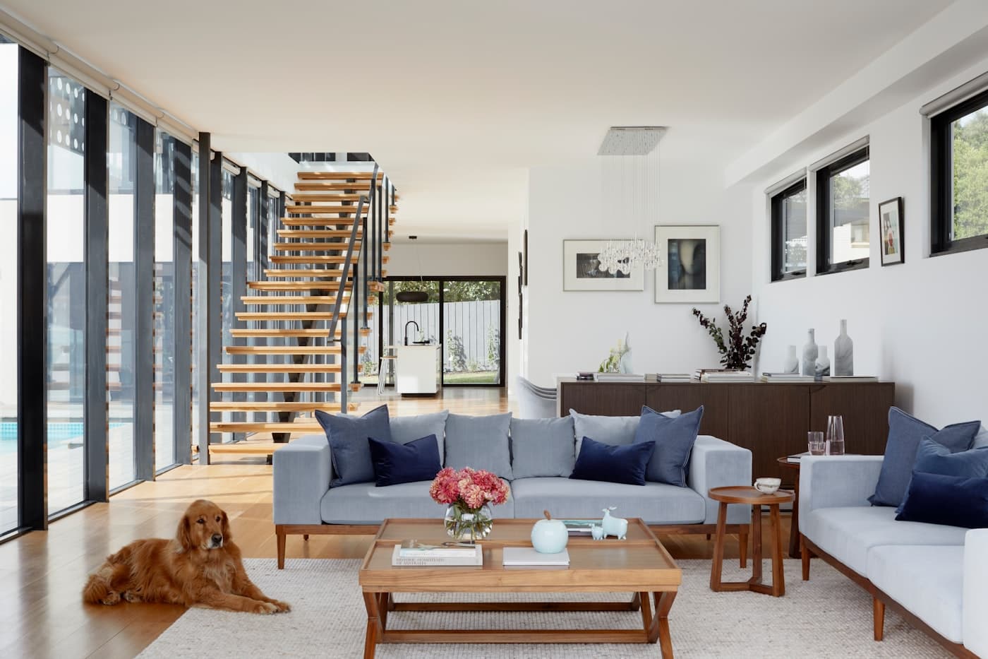 Morning light in a finished living room